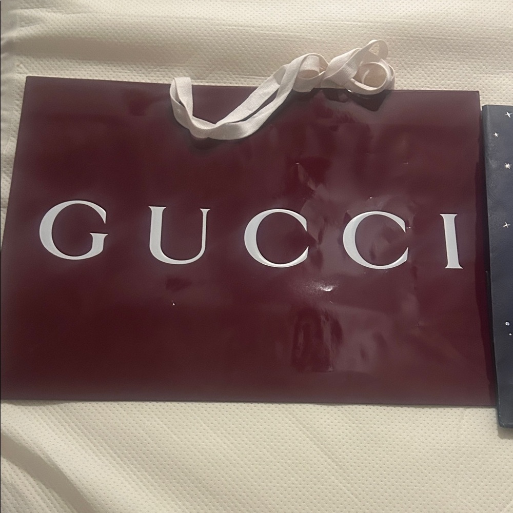 Gucci Burgundy Shopping Bag with Cream Handles